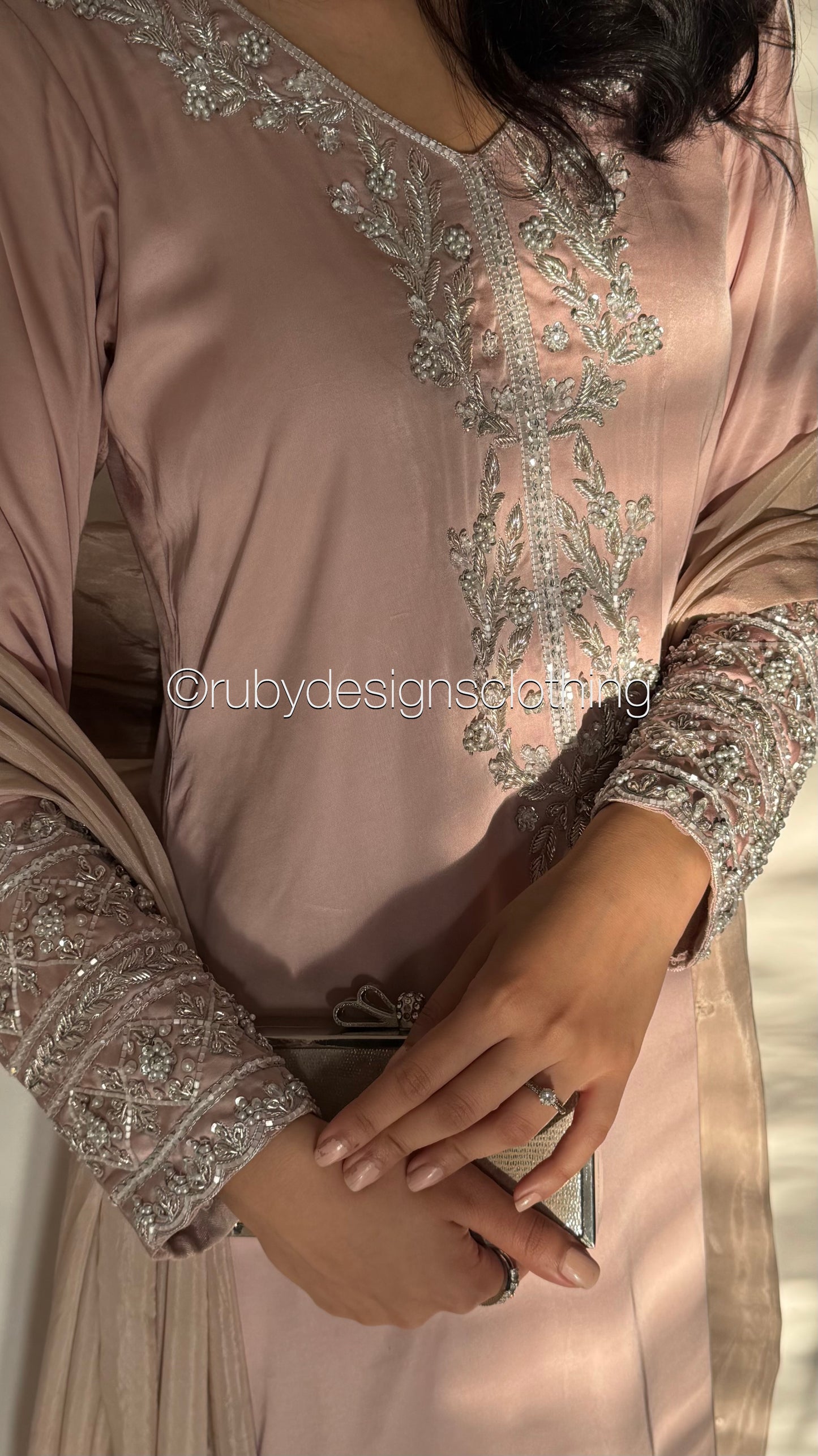 EMAAN - 3 Piece Luxury Silk Suit with Hand Work