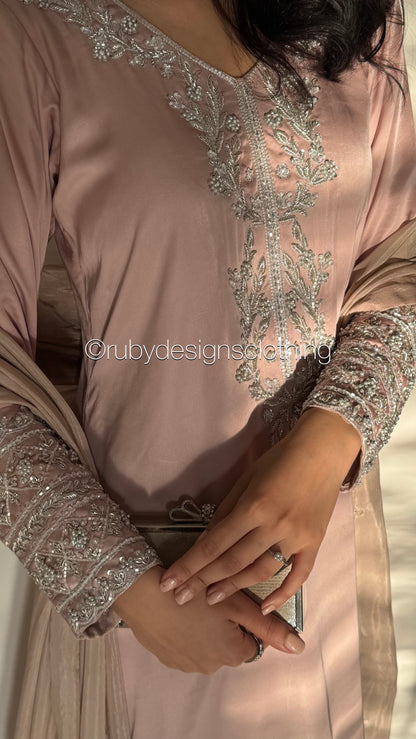 EMAAN - 3 Piece Luxury Silk Suit with Hand Work