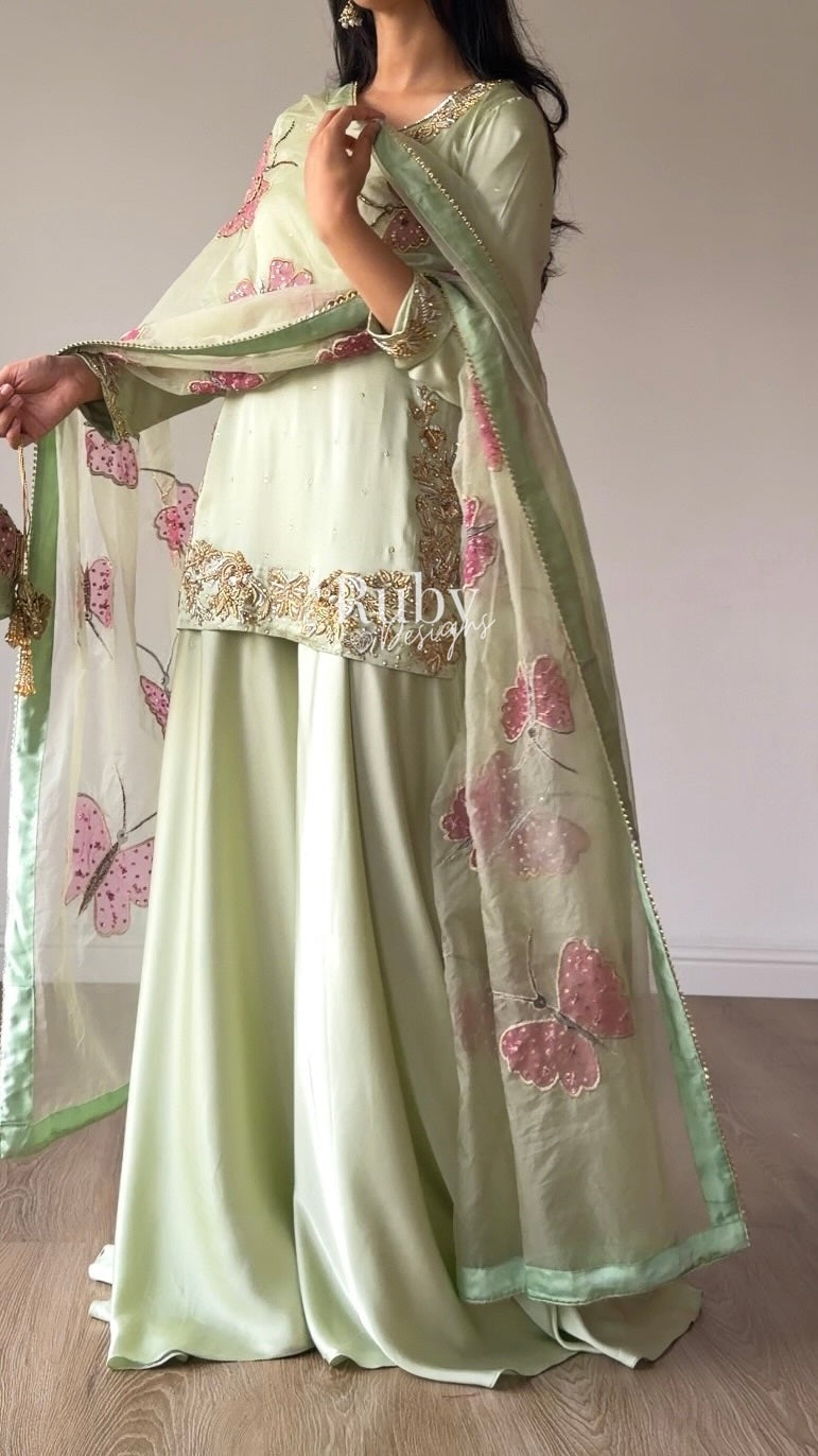 AENA Fern - 4 Piece Silk Suit with Matching Potli Bag