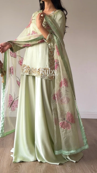 AENA Fern - 4 Piece Silk Suit with Matching Potli Bag