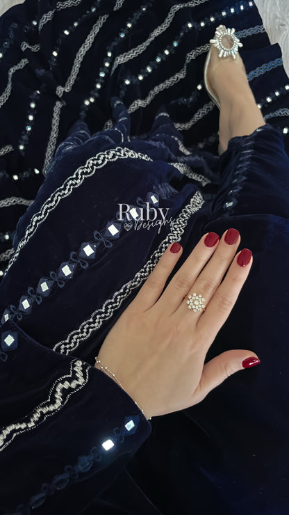 ELMIRA - 3 Piece Luxury Velvet Suit with Heavy Mirror Shawl