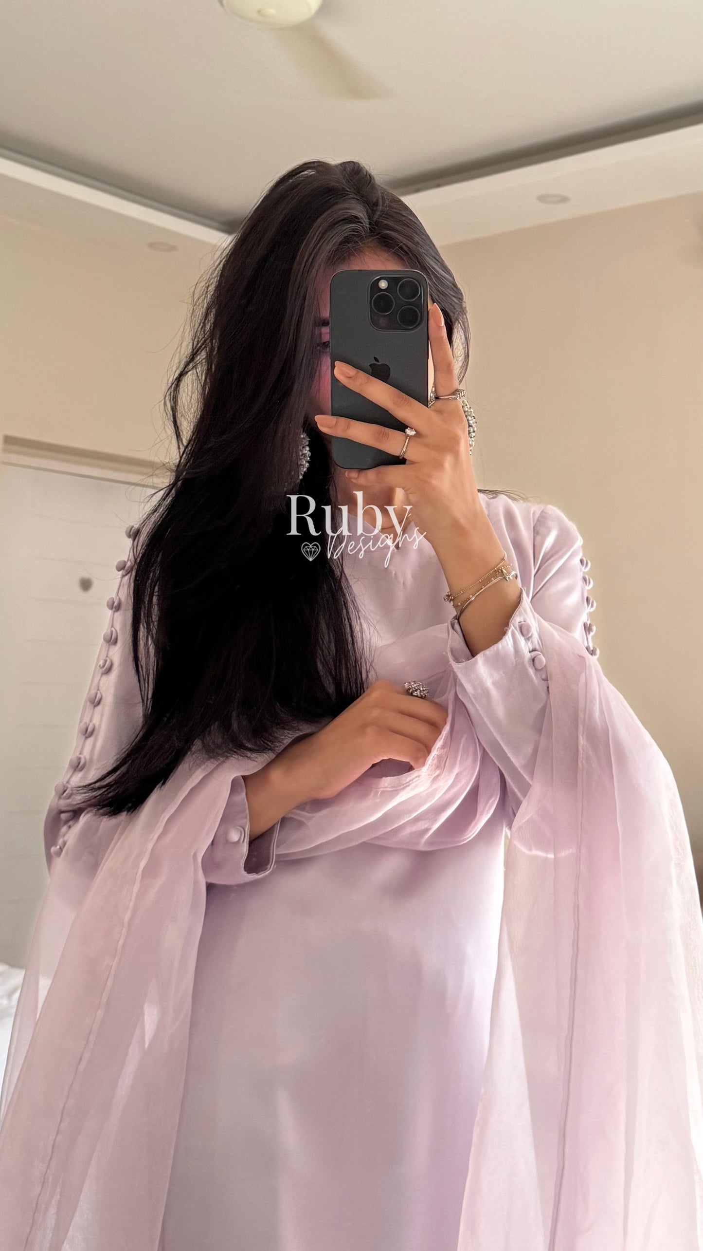 LAYA Lavender - 3 Piece Silk Suit with Flowy Trousers