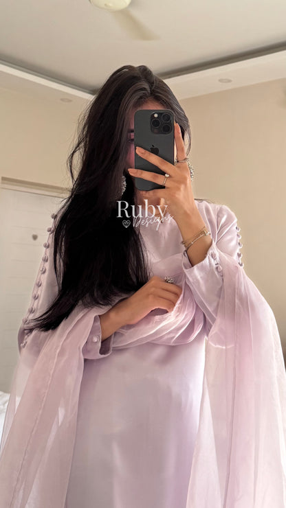 LAYA Lavender - 3 Piece Silk Suit with Flowy Trousers