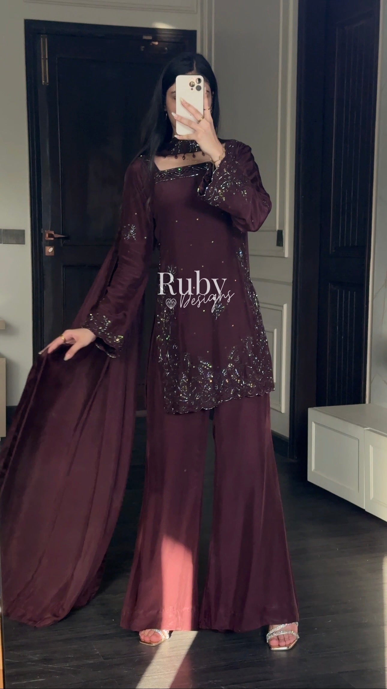 SELIN - 3 Piece Luxury Silk Suit with Flared Trouser