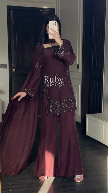 SELIN - 3 Piece Luxury Silk Suit with Flared Trouser