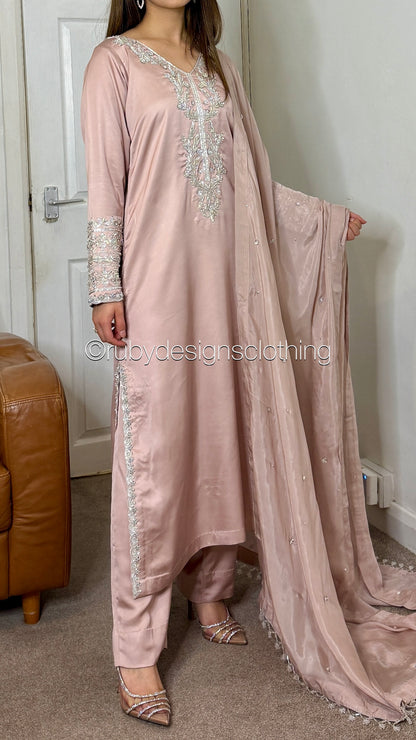 EMAAN - 3 Piece Luxury Silk Suit with Hand Work