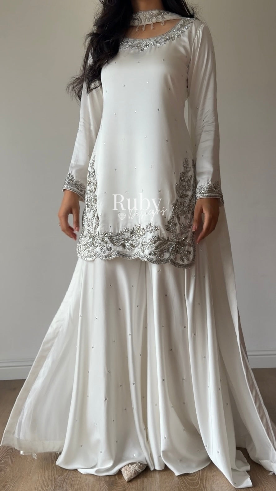 PARISA Pearl - 4 Piece Silk Suit with Matching Potli Bag