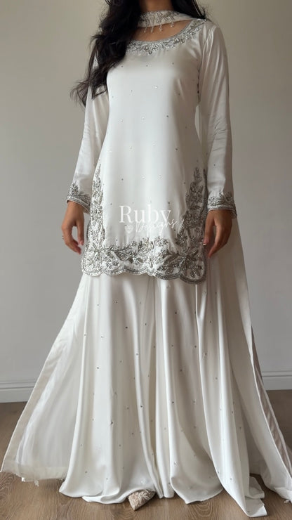 PARISA Pearl - 4 Piece Silk Suit with Matching Potli Bag