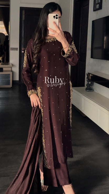 AMANI - 3 Piece Luxury Silk Suit with Handwork