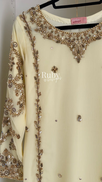 NAYRA Butter Silhouette 3 (Short Shirt) - 3 Piece Chiffon Suit with Shalwar