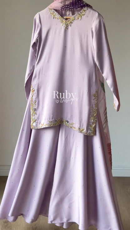 REYA Lilac - 3 Piece Silk Suit with Matching Potli Bag