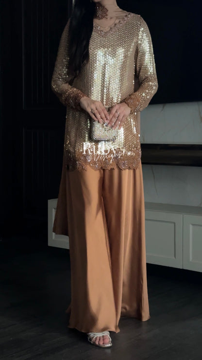 ALARA Mocha - 3 Piece Silk Suit with Choker Dupatta