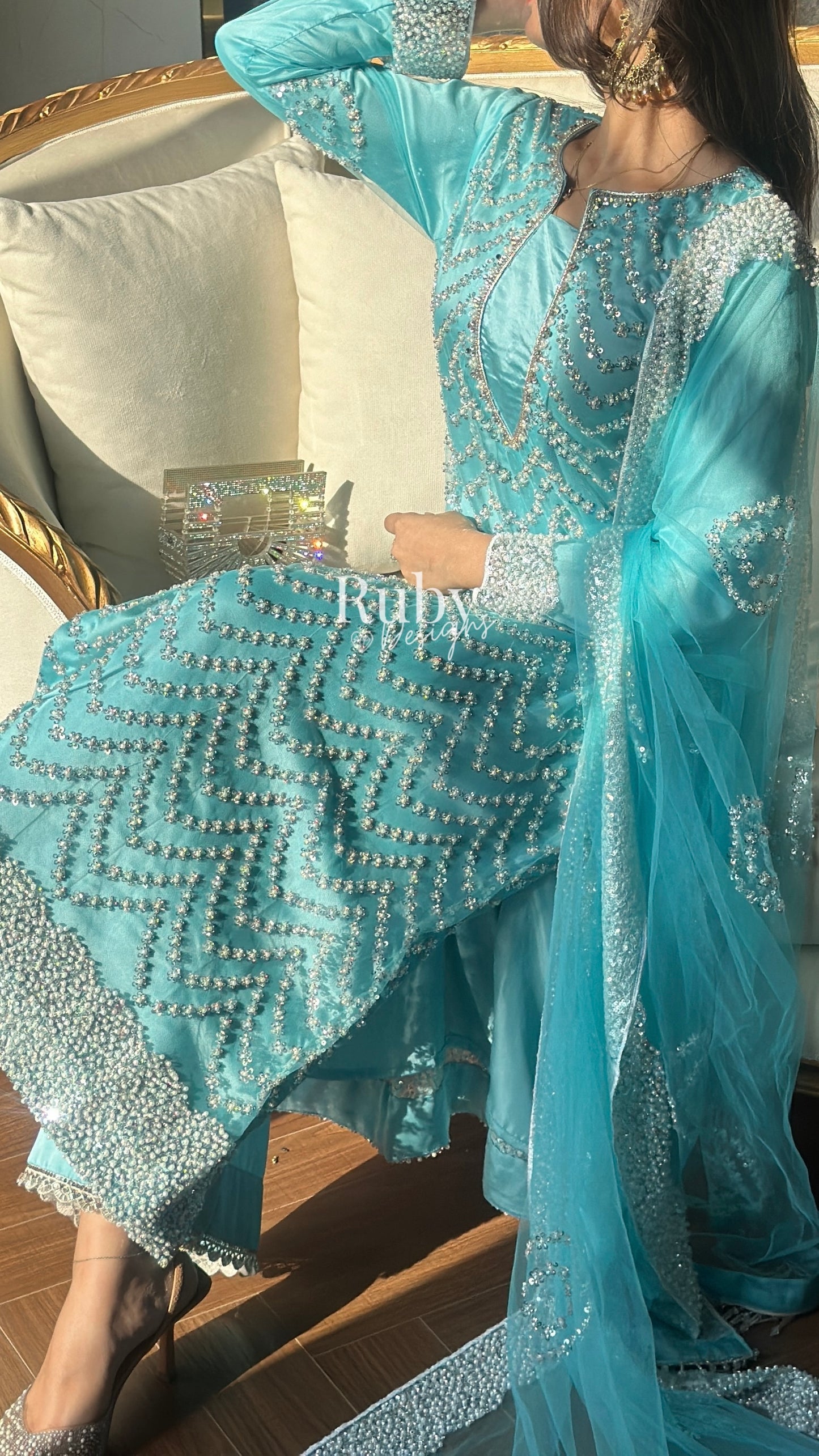 IZMA Ice - 3 Piece Net Suit with Wide Leg Trousers