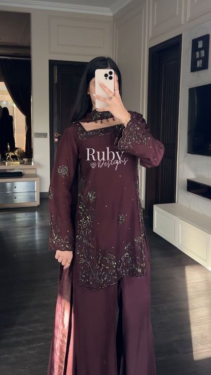 SELIN - 3 Piece Luxury Silk Suit with Flared Trouser