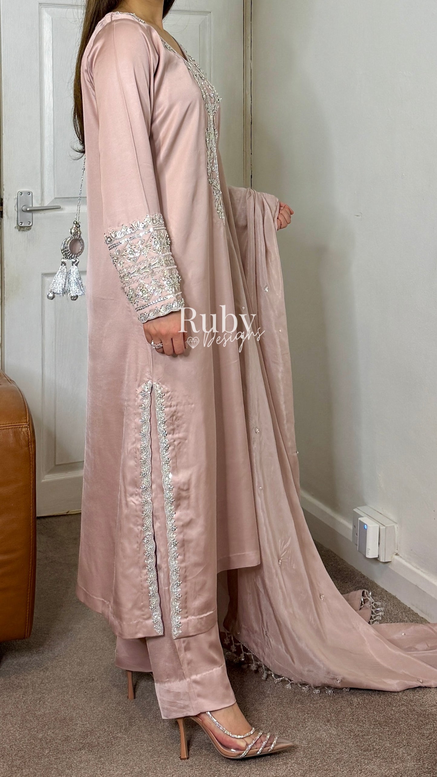 EMAAN - 3 Piece Luxury Silk Suit with Hand Work