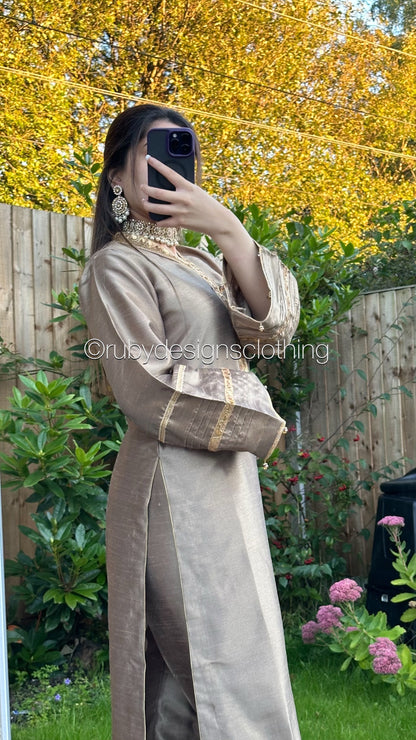 EXCLUSIVE SAMPLE - 2 Piece Bronze Raw Silk Suit (8746816438485)