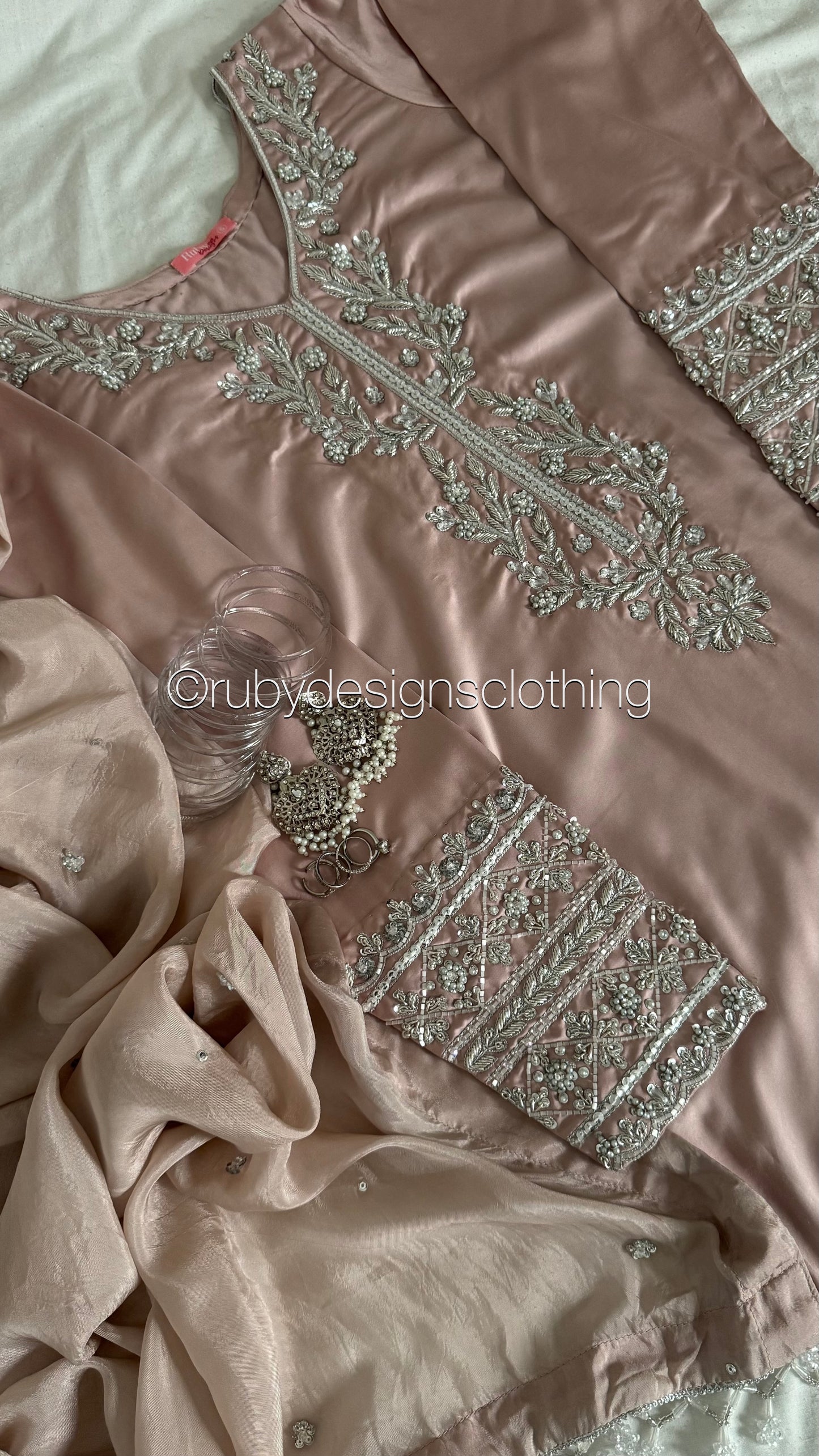 EMAAN - 3 Piece Luxury Silk Suit with Hand Work