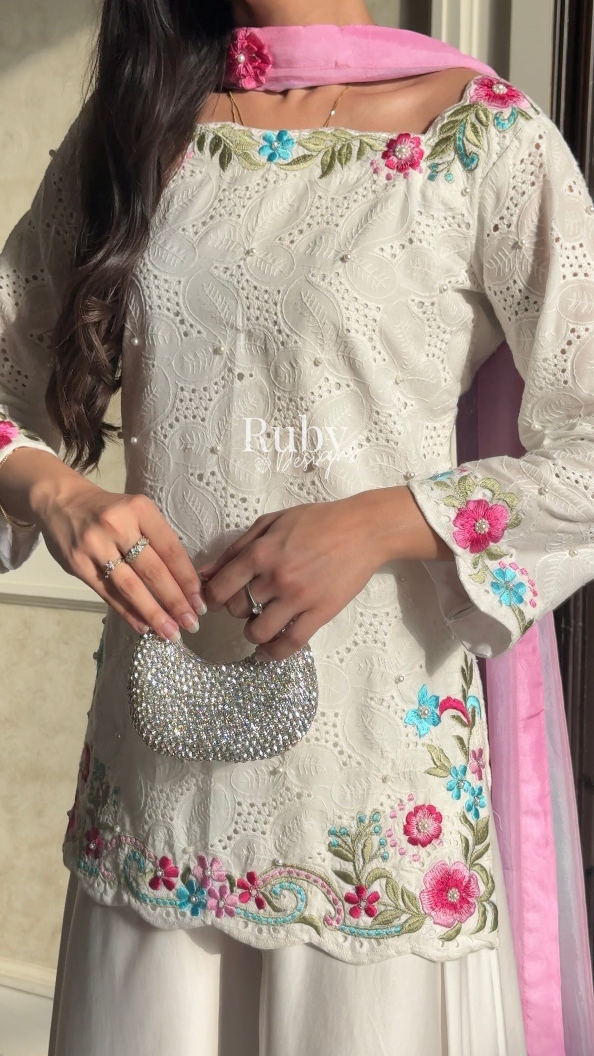 ALIZEH Petal - 3 Piece Chikankari Suit with Ombré Dupatta