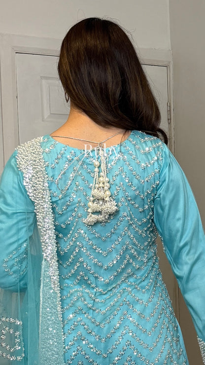 IZMA Ice - 3 Piece Net Suit with Wide Leg Trousers