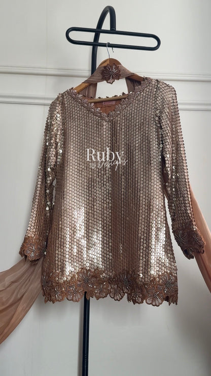 ALARA Mocha - 3 Piece Silk Suit with Choker Dupatta