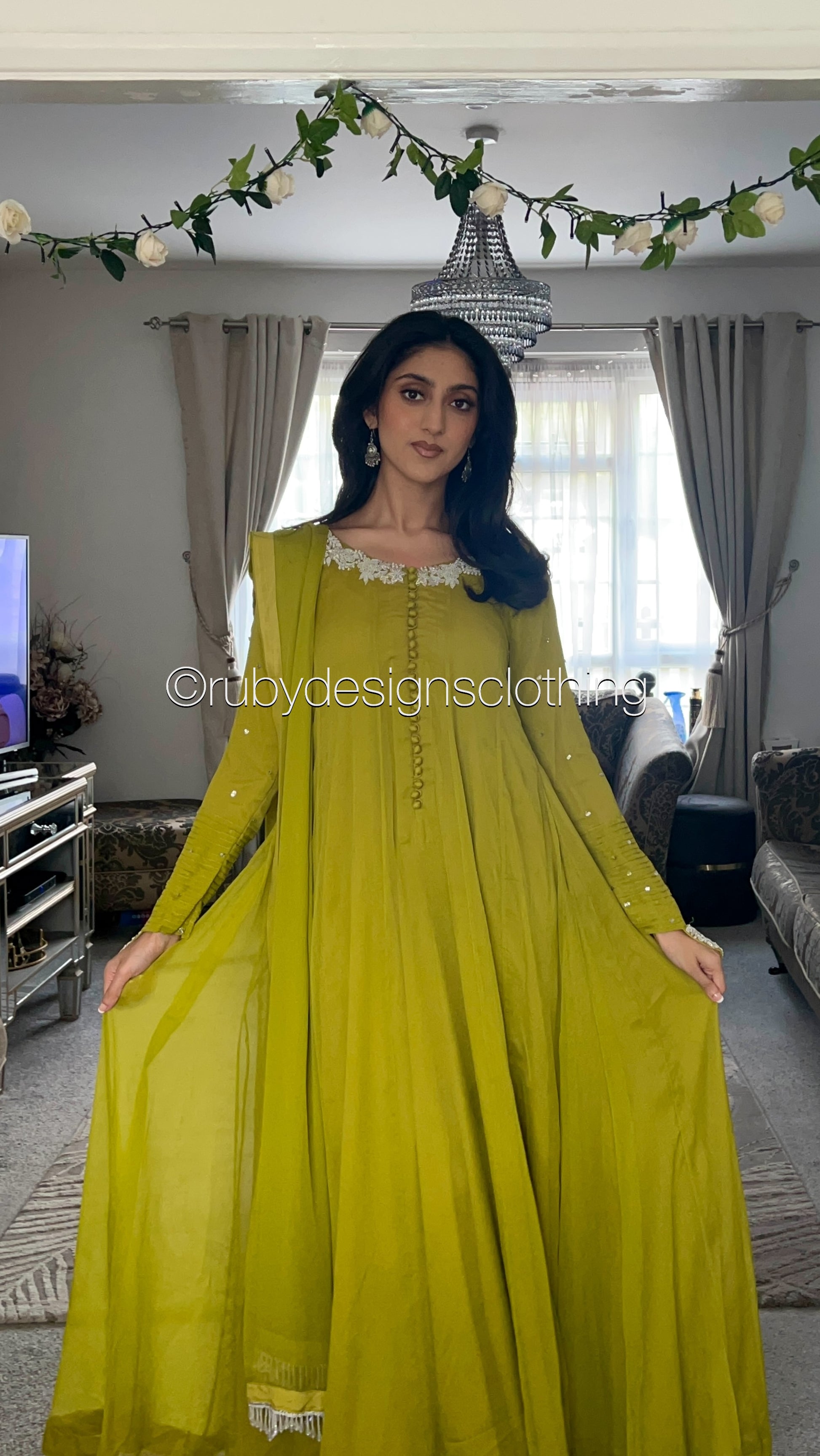 MEESHA Lime - 3 Piece Chiffon Dress with Chiffon Dupatta (8650223386837)