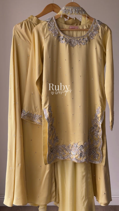 PARISA Butter - 4 Piece Silk Suit with Matching Potli Bag