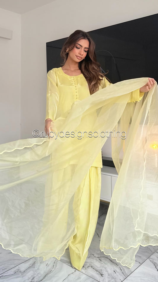 RIMA Butter - 4 Piece Russian Silk Suit with Farshi Shalwar