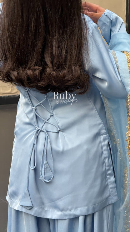 AMELLE Sky - 3 Piece Silk Suit with Balloon Pants