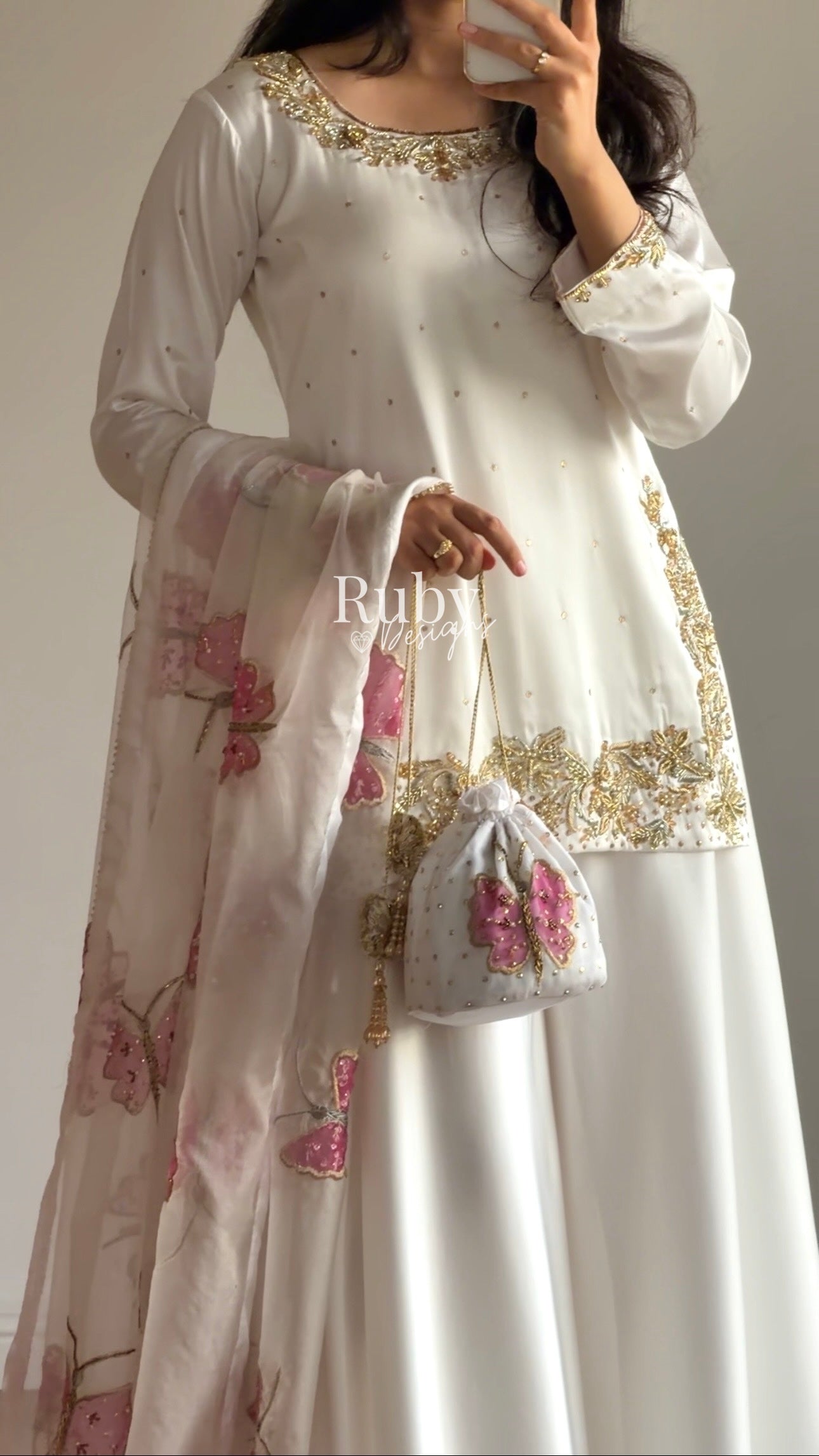AENA Lily - 4 Piece Silk Suit with Matching Potli Bag
