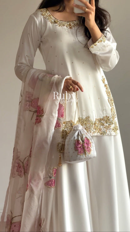 AENA Lily - 4 Piece Silk Suit with Matching Potli Bag