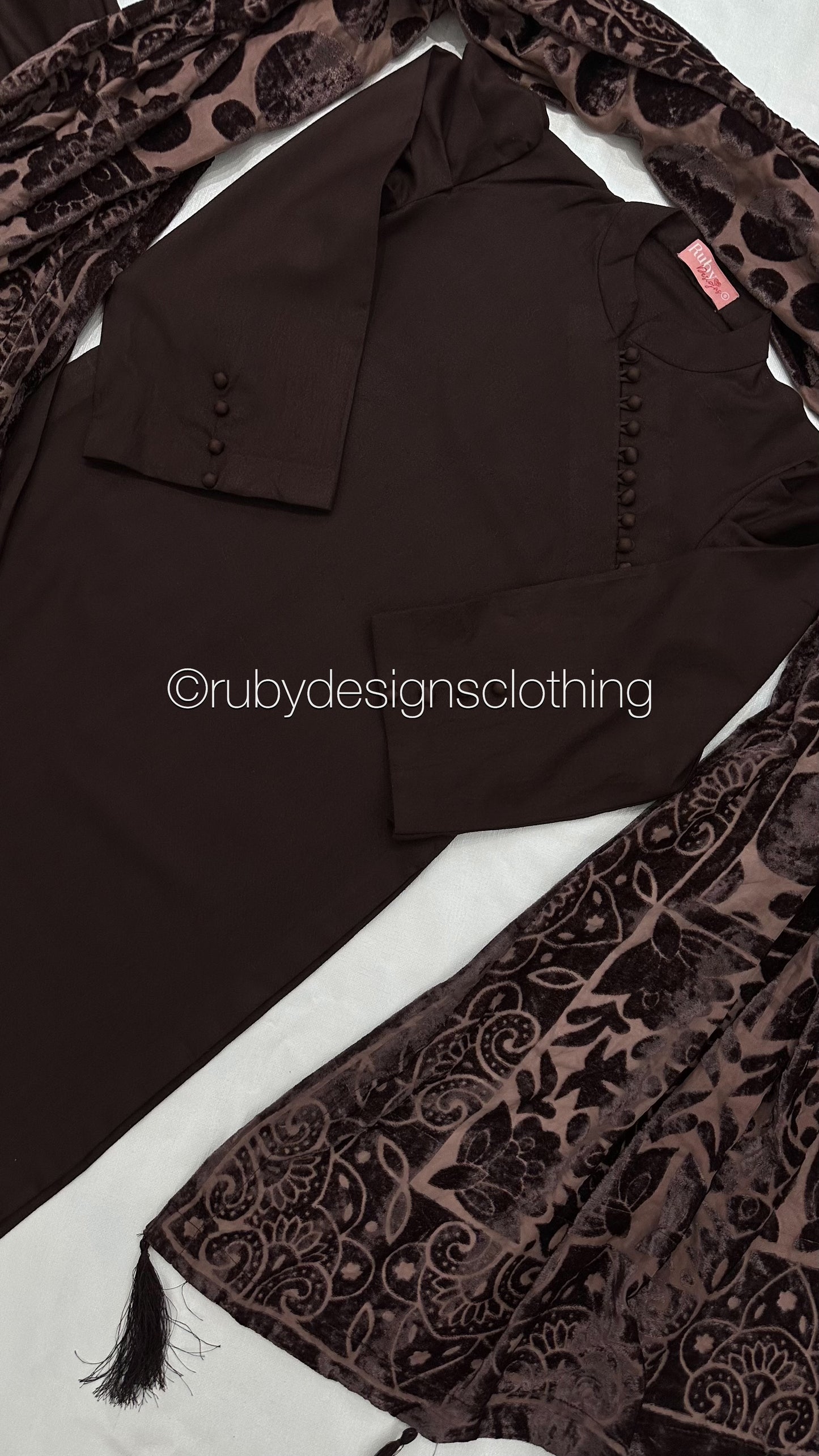 ZAILA Cocoa - 3 Piece Marina Suit with Palachi Shawl