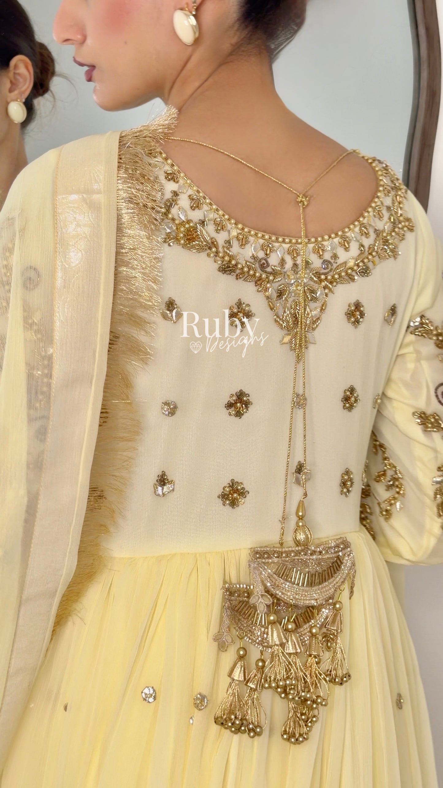 NAYRA Butter Silhouette 1 - 3 Piece Chiffon Dress with Kiran Lace Dupatta and Churidaar Trousers