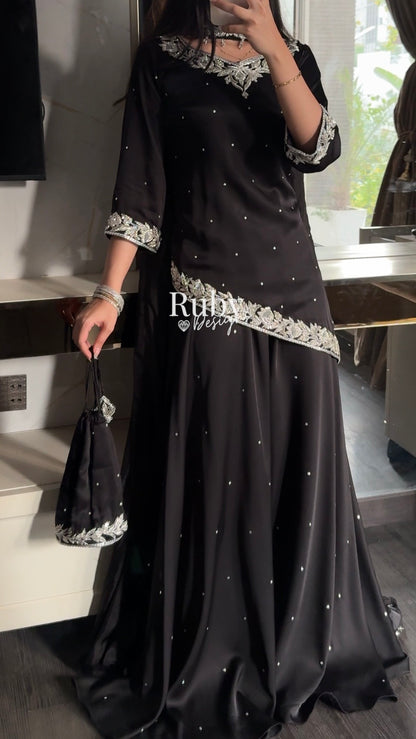 RANI Noir - 3 Piece Luxury Silk Suit with Matching Bag
