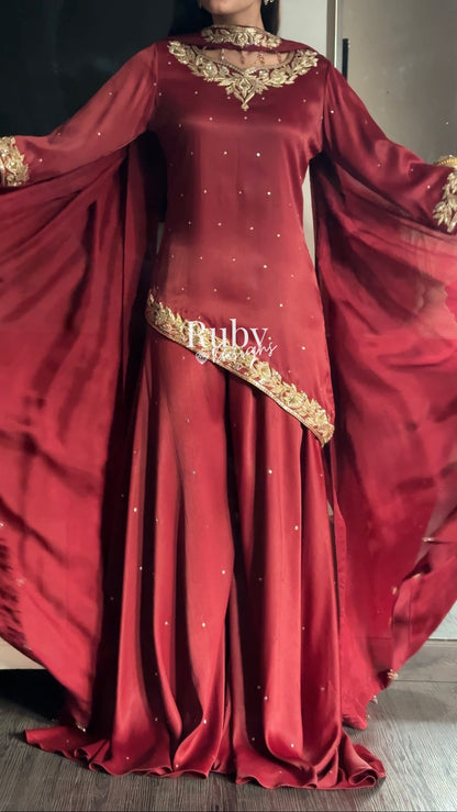 RANI Rouge - 3 Piece Luxury Silk Suit with Matching Bag