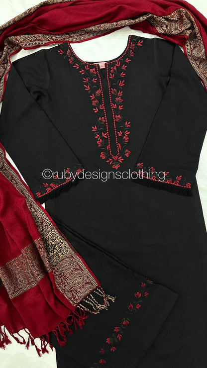 LAYAL - 3 Piece Black Marina Suit with Shawl
