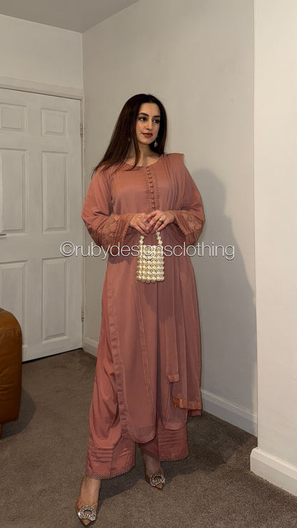 RAMEEN - 3 Piece Chiffon Suit with Chiffon Dupatta