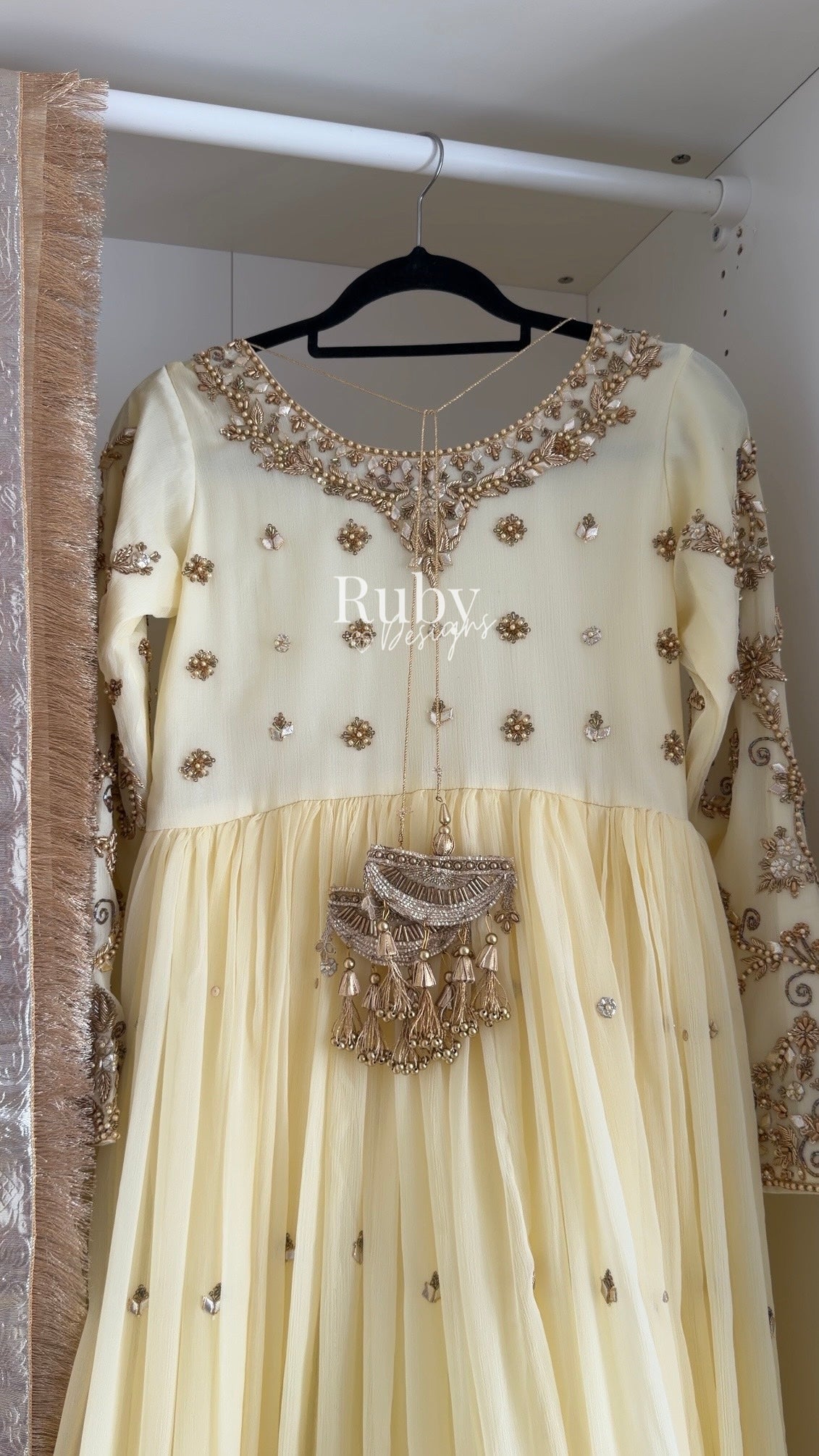 NAYRA Butter Silhouette 1 - 3 Piece Chiffon Dress with Kiran Lace Dupatta and Churidaar Trousers