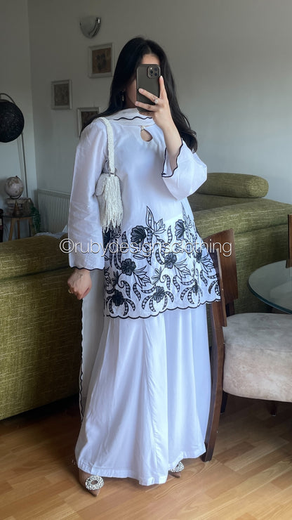 ELIA Midnight - 3 Piece Swiss Lawn Suit with Flowy Wide-Leg Pants