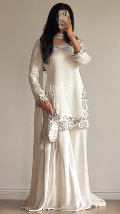 PARISA Pearl - 4 Piece Silk Suit with Matching Potli Bag