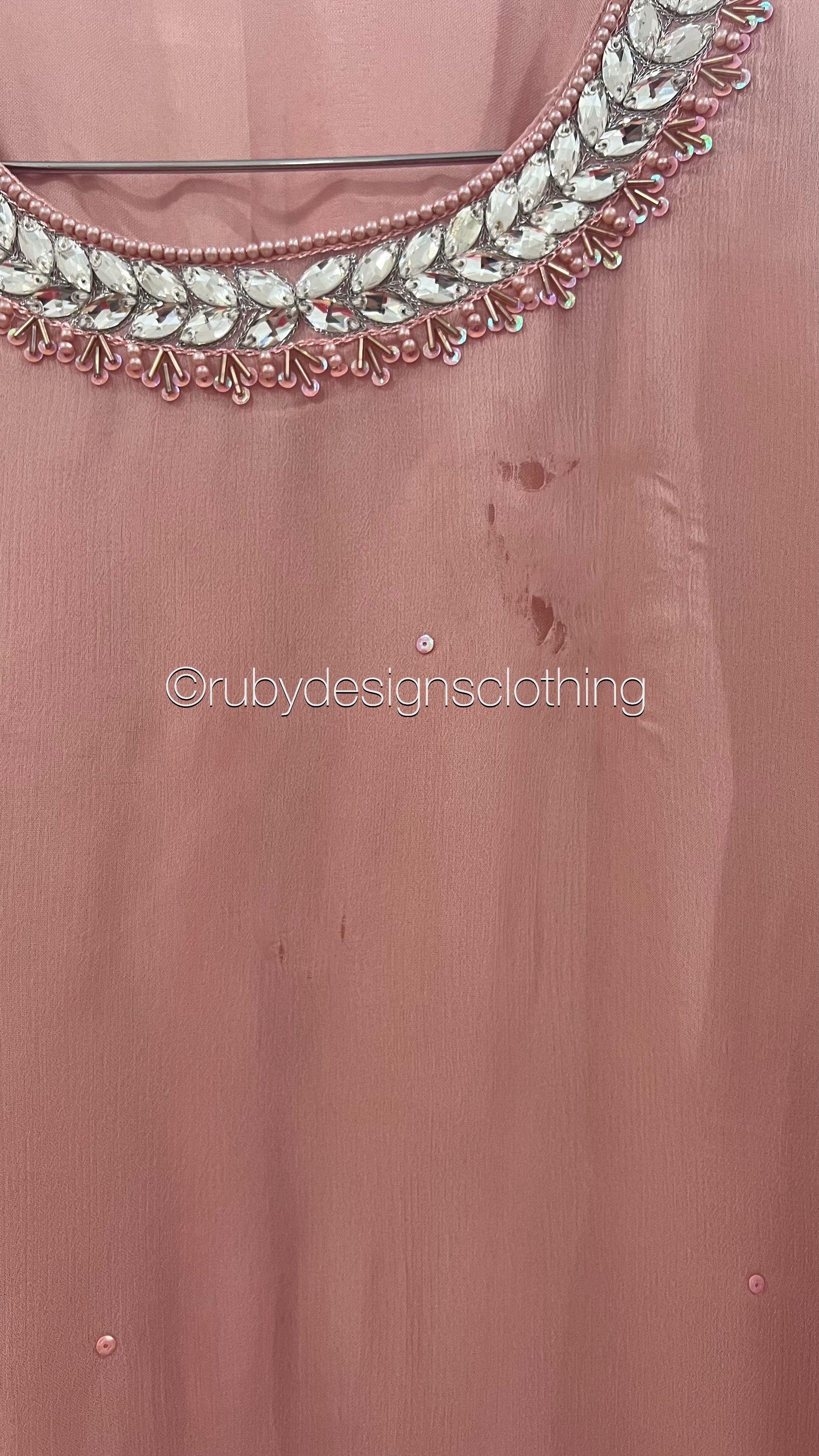 Minor Defect - SERENA Pink - 3 Piece Baby Pink Chiffon Suit with Chiffon Dupatta (8748077875413)