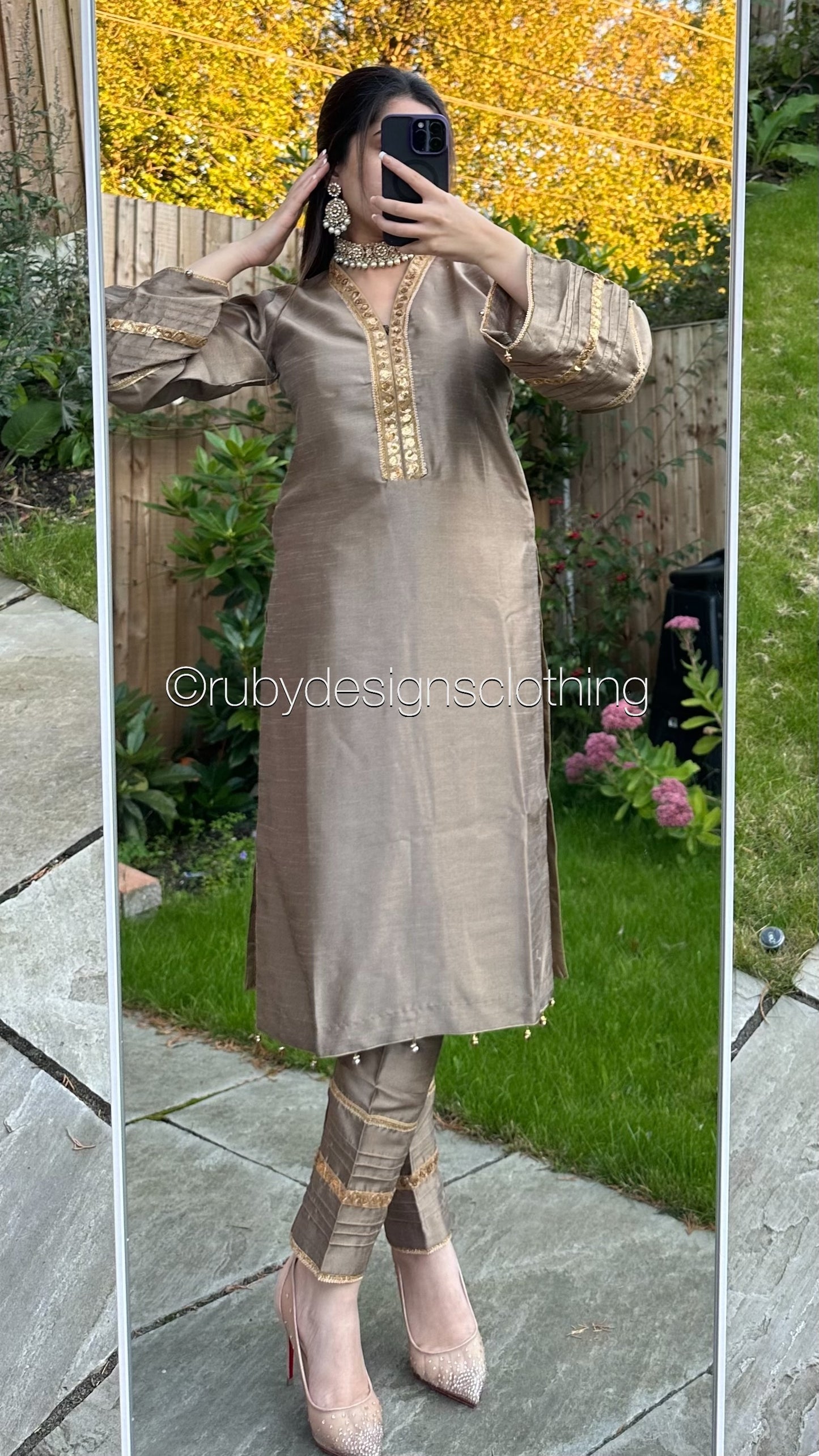 EXCLUSIVE SAMPLE - 2 Piece Bronze Raw Silk Suit (8746816438485)