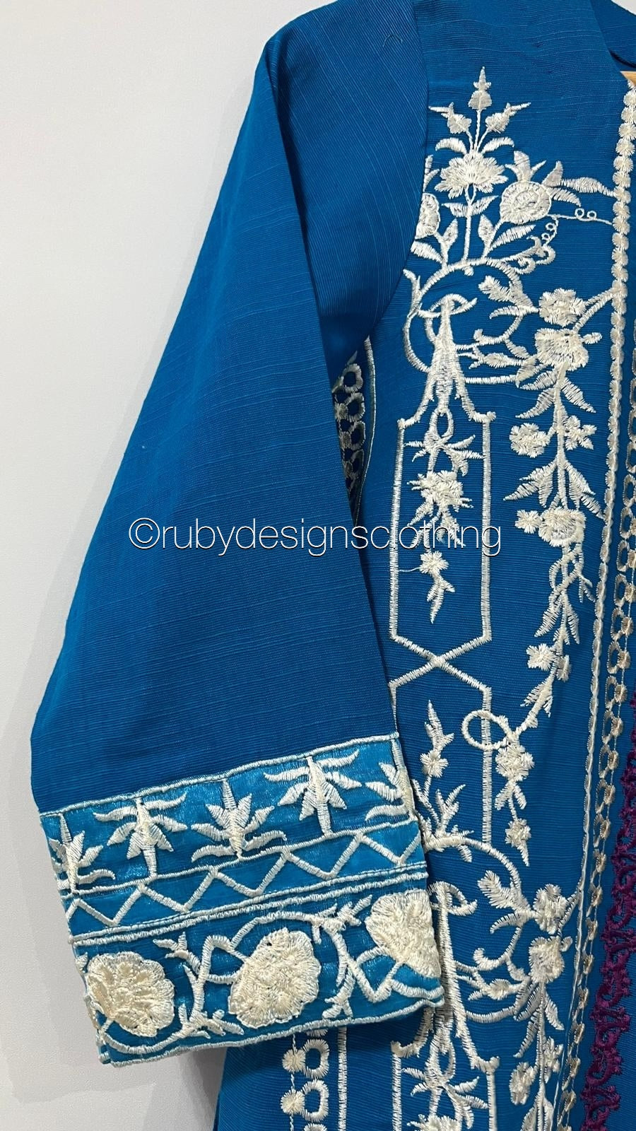 3 Piece Blue Khaddar Suit with Shawl (8747218600149)