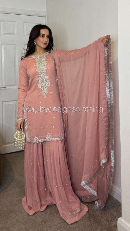 FAIZA CUSTOM COLOUR PRE-ORDER - 3 Piece Custom Suit with Sharara