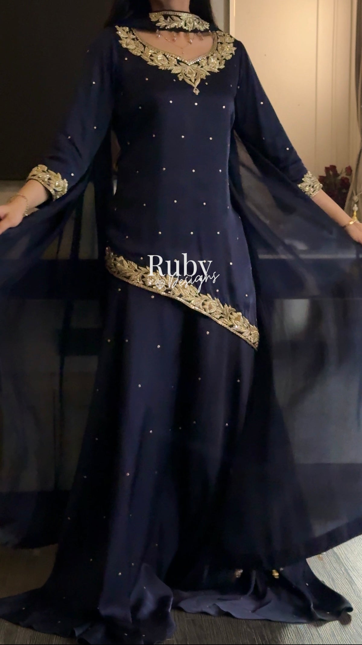 RANI Midnight - 3 Piece Luxury Silk Suit with Matching Bag
