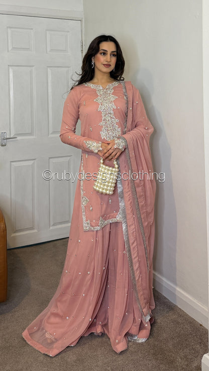 FAIZA CUSTOM COLOUR PRE-ORDER - 3 Piece Custom Suit with Sharara