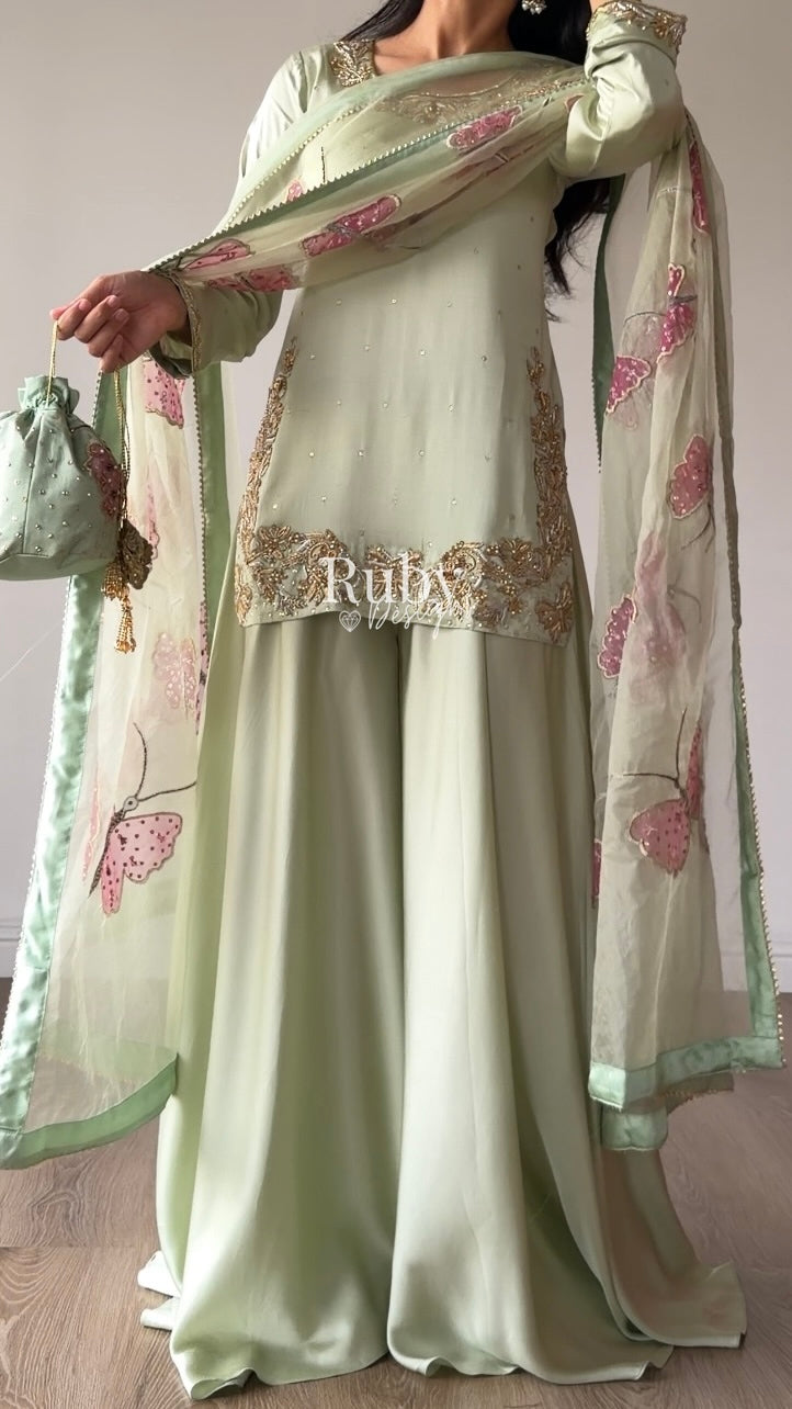 AENA Fern - 4 Piece Silk Suit with Matching Potli Bag