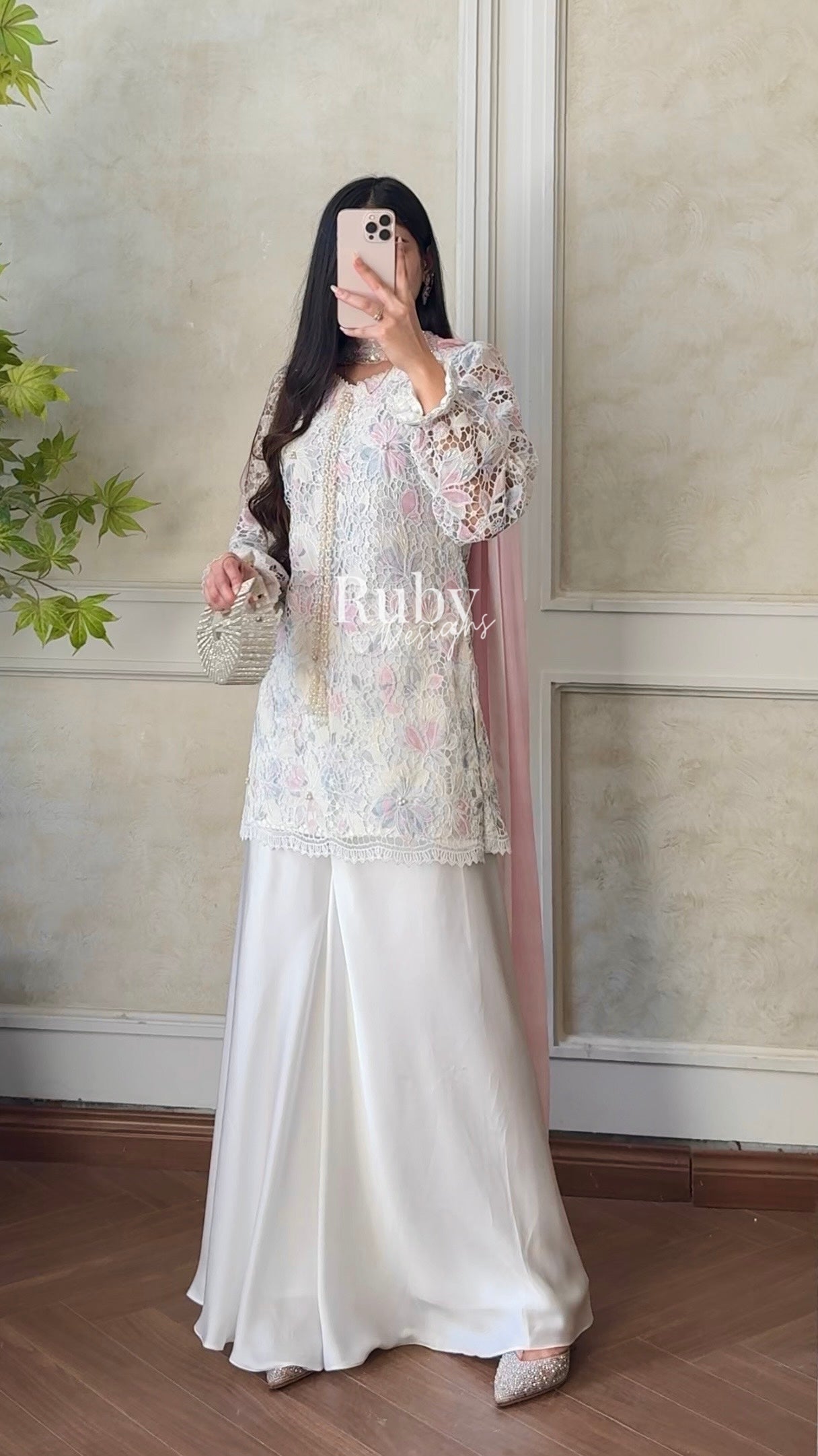 SAIRA Flow - 3 Piece Cutwork Chikankari Suit with Flowy Trousers