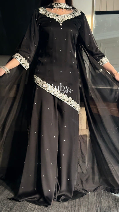 RANI Noir - 3 Piece Luxury Silk Suit with Matching Bag