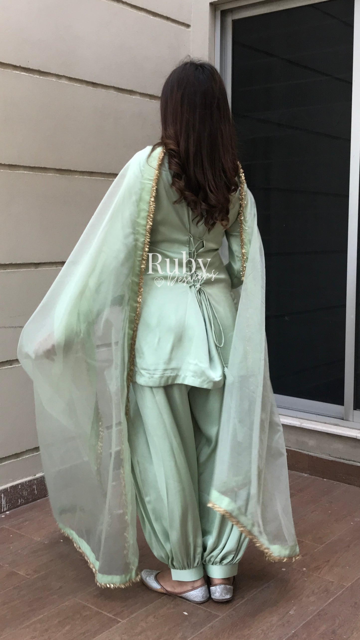 AMELLE Mint - 3 Piece Silk Suit with Balloon Pants