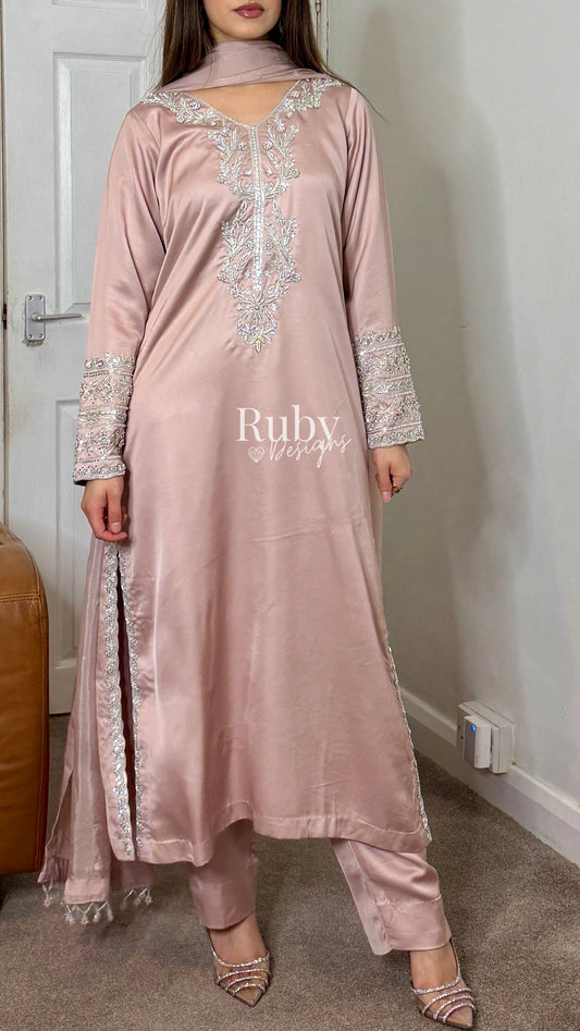 EMAAN - 3 Piece Luxury Silk Suit with Hand Work